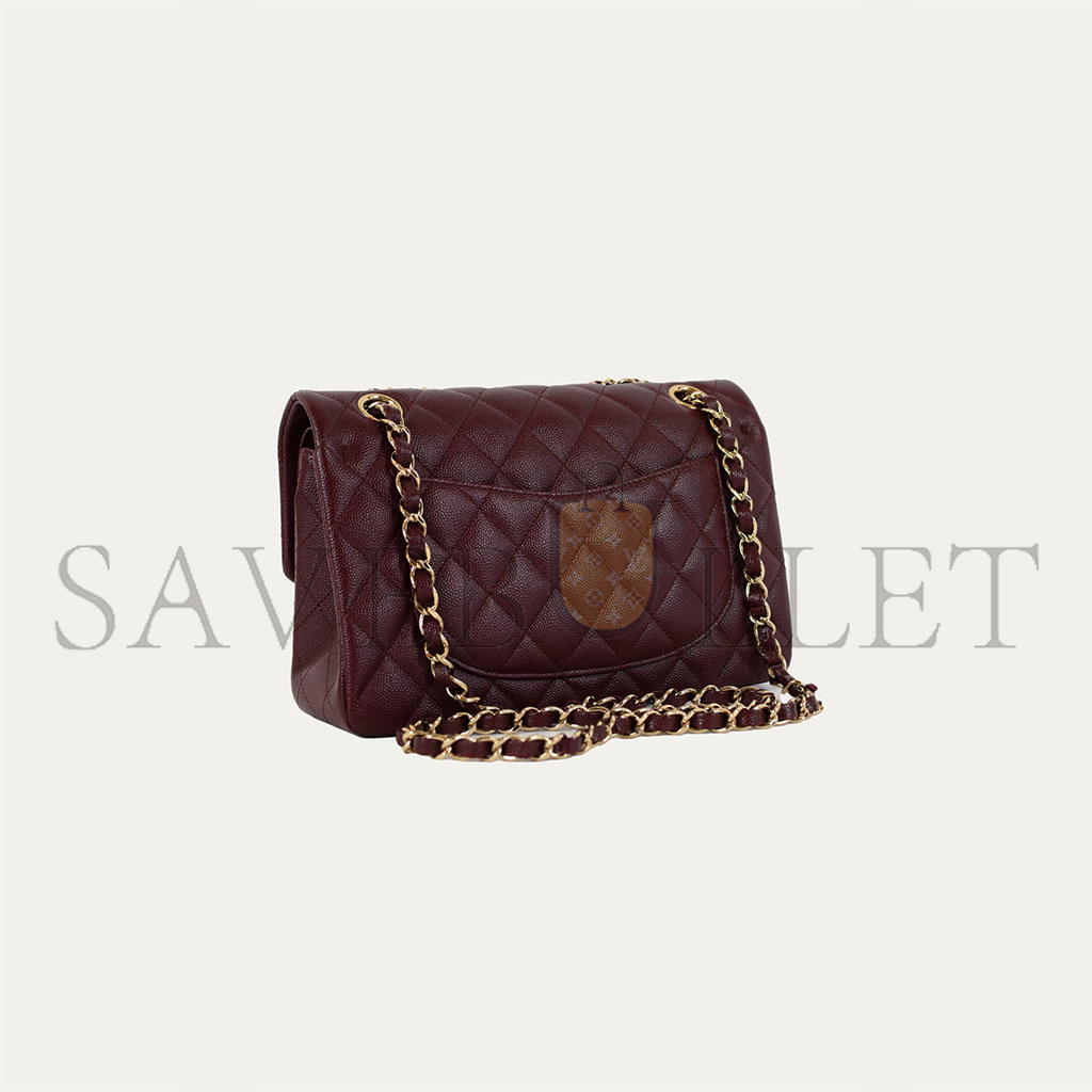 CHANEL MEDIUM FLAP BAG BURGUNDY (23*14.5*6cm)
